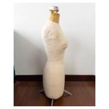 Beige Dress Form Mannequin with Burlap Neck Wrap and 3-Leg Metal Base