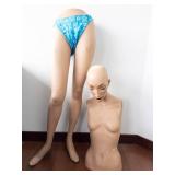 Mannequin Bust & Leg - Female Display Figures with Blue Floral Bikini Bottom (Do not connect)