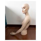 Life-Size Female Mannequin Bust with Head - Peach-Beige Display Prop