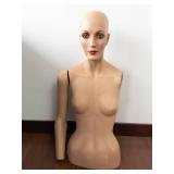 Female Mannequin Bust - Life-Size Display Figure with Cracks (Damaged)