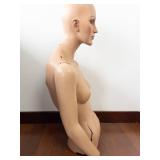 Female Mannequin Bust - Life-Size Display Figure with Cracks (Damaged)