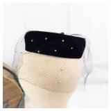 Marshall Field & Company Hatbox - Vintage Black Pillbox Hat with Veil