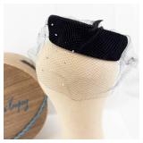 Marshall Field & Company Hatbox - Vintage Black Pillbox Hat with Veil