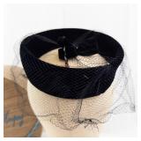 Marshall Field & Company Hatbox - Vintage Black Pillbox Hat with Veil