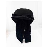 Black Velvet Hat with Ribbon - Vintage Floral Cannon Hat Box