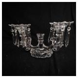 Crystal Two-Arm Candelabra with Hanging Prism Drops