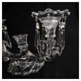 Crystal Two-Arm Candelabra with Hanging Prism Drops