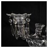 Crystal Two-Arm Candelabra with Hanging Prism Drops