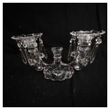 Crystal Two-Arm Candelabra with Hanging Prism Drops