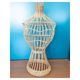 Wicker Dress Form Bust - Open Lattice Rattan Display Stand