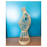 Wicker Dress Form Bust - Open Lattice Rattan Display Stand