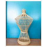 Wicker Dress Form Bust - Open Lattice Rattan Display Stand