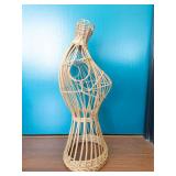 Wicker Dress Form Bust - Open Lattice Rattan Display Stand