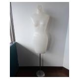 White Female Dress Form Bust on Metal Stand