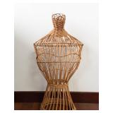 Wicker Dress Form Bust - Decorative Rattan Open-Weave Mannequin