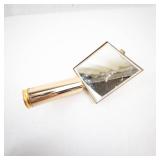 Vintage Lipstick Case - Gold-Tone with Pearl-Embellished Lid & Mirror