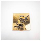 Gold-Tone Square Makeup Compact with Mirror - Pink Powder