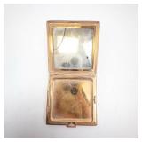 Gold-Tone Square Makeup Compact with Mirror - Pink Powder