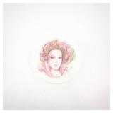 Avon Charm Portable Compact - Round White Powder With Portrait Design