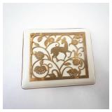 Cigarette Holder Case - Gold-Tone with Ornate Floral Scrollwork & Horse Motif