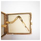 Cigarette Holder Case - Gold-Tone with Ornate Floral Scrollwork & Horse Motif