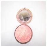 Vintage Pink Powder Compact - Dual-Pan Blush in Ornate Floral Rose-Gold Case, 2-Pan