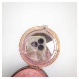 Vintage Pink Powder Compact - Dual-Pan Blush in Ornate Floral Rose-Gold Case, 2-Pan