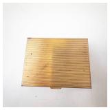 Vintage Gold-Tone Vanity Compact with Mirror, Amber-Toned Base, and Rhinestone Brooch