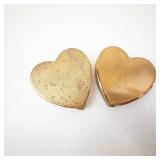 Pair of Heart-Shaped Gold-Tone Powder Compacts