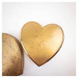 Pair of Heart-Shaped Gold-Tone Powder Compacts