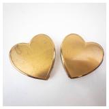 Pair of Heart-Shaped Gold-Tone Powder Compacts