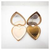 Pair of Heart-Shaped Gold-Tone Powder Compacts
