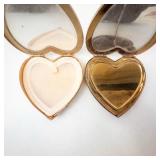 Pair of Heart-Shaped Gold-Tone Powder Compacts