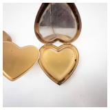 Pair of Heart-Shaped Gold-Tone Powder Compacts