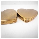 Pair of Heart-Shaped Gold-Tone Powder Compacts