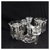 Crystal Two-Arm Candelabra with Hanging Prism Drops