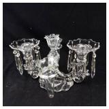 Crystal Two-Arm Candelabra with Hanging Prism Drops