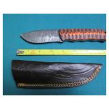 Hand crafted Damascus knife with le...