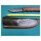 Hand crafted Damascus knife with le...