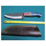 Hand crafted Damascus knife with le...