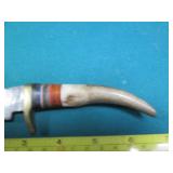 Hand crafted Damascus knife with le...