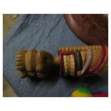 Wood and ceramic figures wolf mug, ...