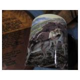 Wood and ceramic figures wolf mug, ...