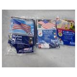3 US Flags and Garland...