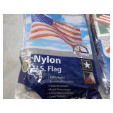 3 US Flags and Garland...