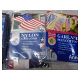 3 US Flags and Garland...