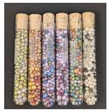 Set of 6 Glass Tubes of Dyed Cultured Pearls from Simpson Studios