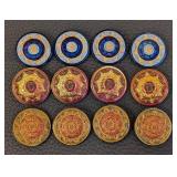 Set of 12 Czech Glass Buttons, 1.25 Inch Diameter