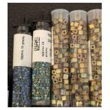Collection of 40+ Colorful Cube Glass Bead Tubes