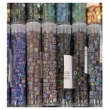 Collection of 40+ Colorful Cube Glass Bead Tubes